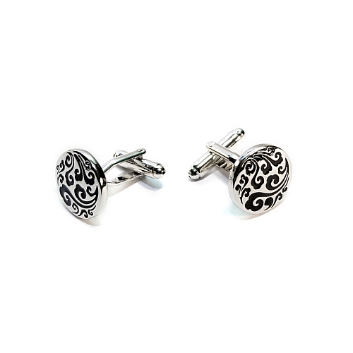 Запонки круглі з візерунком ZPH-1201