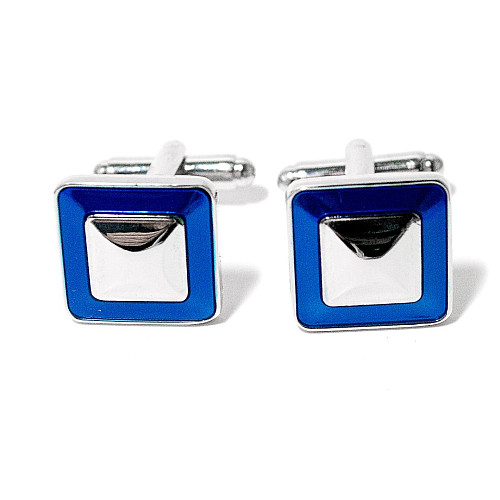 Запонки квадратні з синьою обводкою ZPH-1204