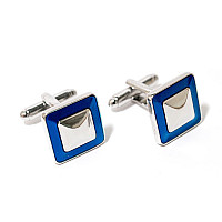 Запонки квадратні з синьою обводкою ZPH-1204