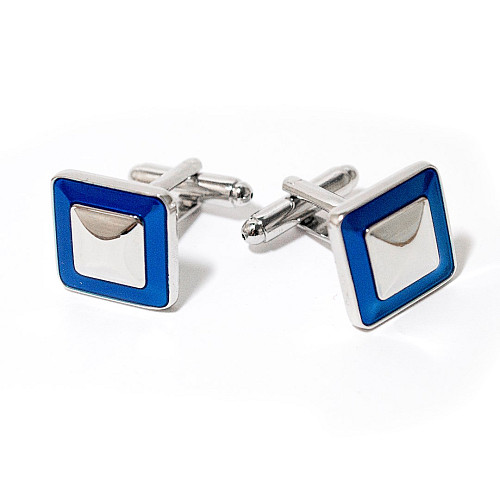 Запонки квадратні з синьою обводкою ZPH-1204