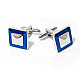 Запонки квадратні з синьою обводкою ZPH-1204