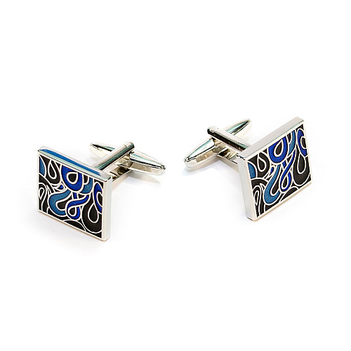 Запонки квадратні чорно-сині ZPH-1206