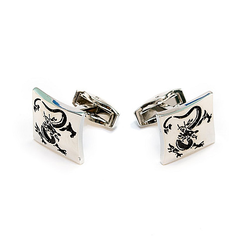 Запонки квадратні з драконом ZPH-1207