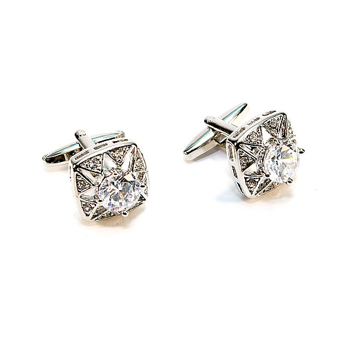 Запонки з білим камінчиком ZPH-1214