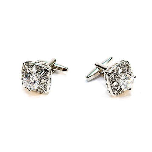 Запонки з білим камінчиком ZPH-1214