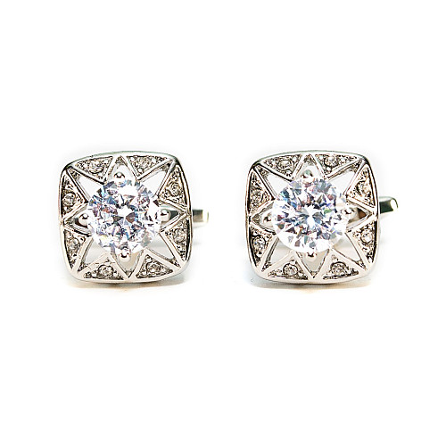 Запонки з білим камінчиком ZPH-1214