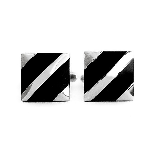Запонки квадратні з чорними камінчиками ZPH-1215