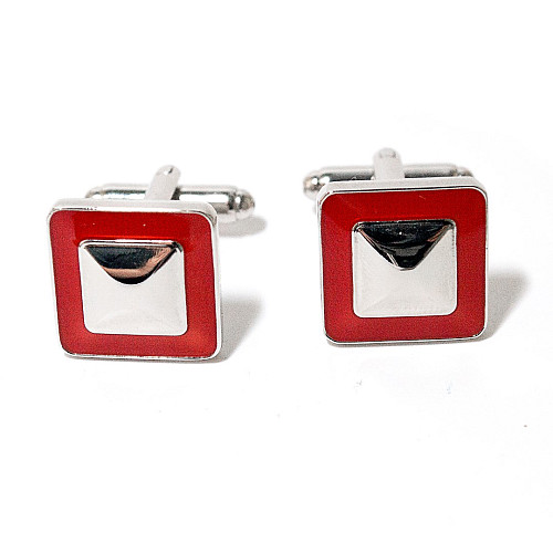 Запонки квадратные с красной обводкой ZPH-1220