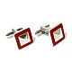 Запонки квадратные с красной обводкой ZPH-1220