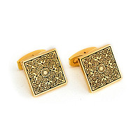 Запонки золотистые с узором ZPH-1222