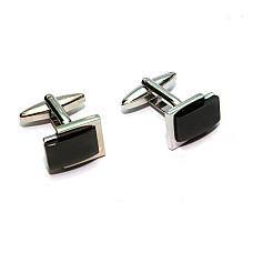 Квадратные запонки с черным камушком ZPH-1251