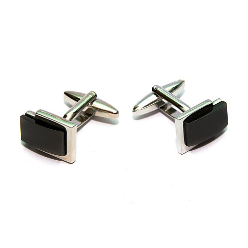 Квадратні запонки з чорним камінчиком ZPH-1251