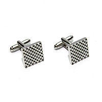 Серебристые квадратные запонки в ромбики ZPH-1256