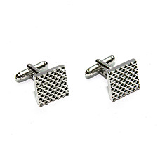 Серебристые квадратные запонки в ромбики ZPH-1256