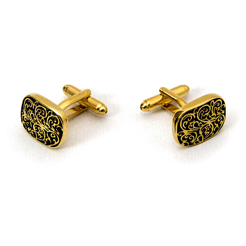 Запонко Gofin черные с золотистым узором ZPH-1259