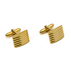 Запонко Gofin прямоугольные золотистые в полоску ZPH-1260