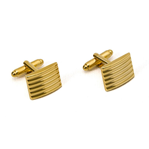 Запонко Gofin прямоугольные золотистые в полоску ZPH-1260