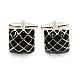 Квадратные запонки Gofin черные в ромбики ZPH-1265
