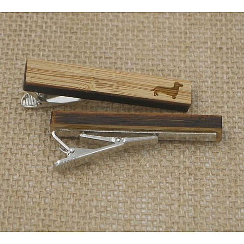 Деревянный зажим для галстука с таксой ZAG-9035