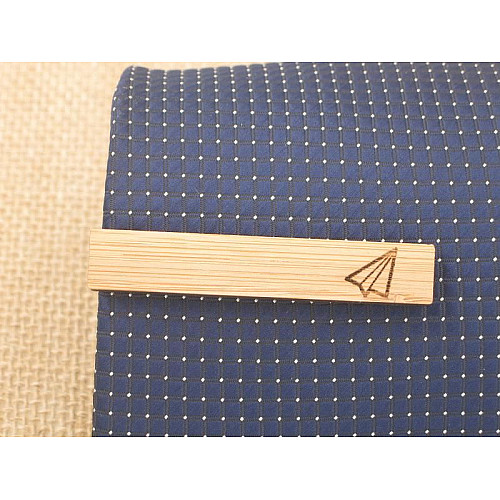 Дерев’яний затискач для краватки з паперовим літаком ZAG-9047