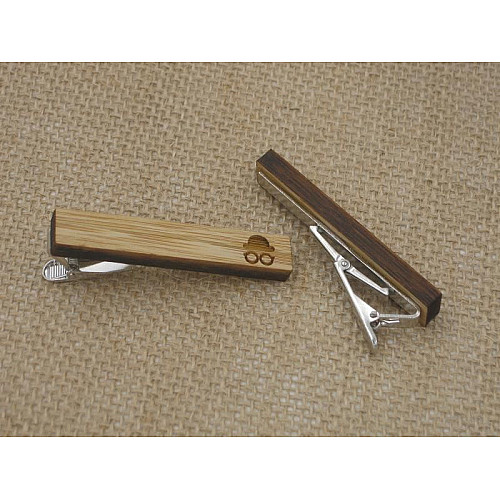 Деревянный зажим для галстука с шляпой и очками ZAG-9060