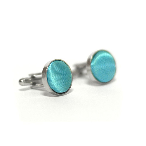 Круглые запонки Gofin бирюзовые однотонные ZPHS-3122