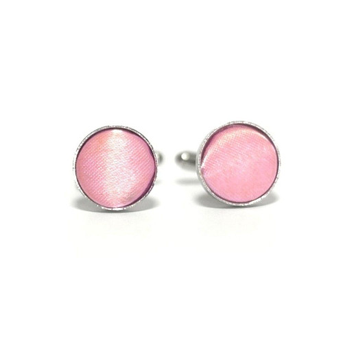 Круглі запонки Gofin рожеві однотонні ZPHS-3124