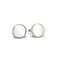 Круглые запонки Gofin белые однотонные ZPHS-3127