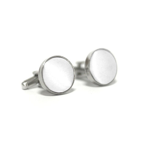 Круглые запонки Gofin белые однотонные ZPHS-3127