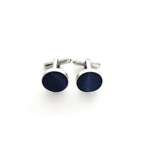 Круглі запонки Gofin темно-сині однотонні ZPHS-3132