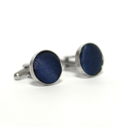 Круглі запонки Gofin темно-сині однотонні ZPHS-3132