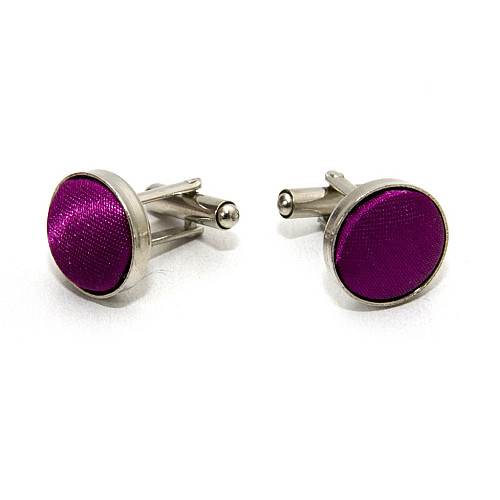 Круглые запонки Gofin фиолетовые-баклажановые однотонные ZPHS-3151
