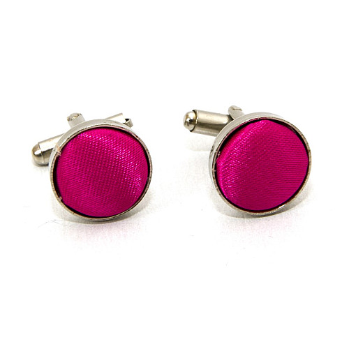 Круглые запонки Gofin фуксия однотонные ZPHS-3153