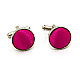 Круглые запонки Gofin фуксия однотонные ZPHS-3153
