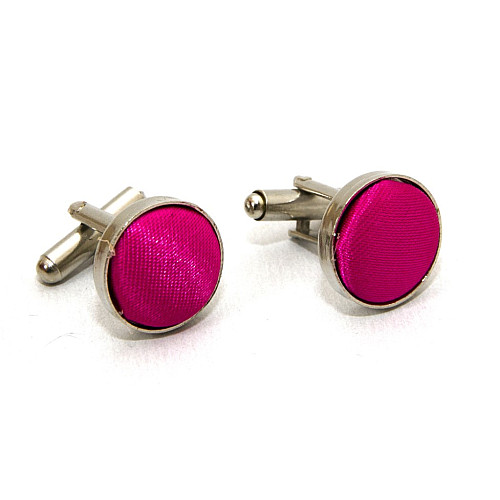 Круглые запонки Gofin фуксия однотонные ZPHS-3153