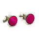 Круглые запонки Gofin фуксия однотонные ZPHS-3153