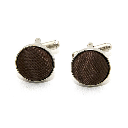 Круглые запонки Gofin коричневые однотонные ZPHS-3155