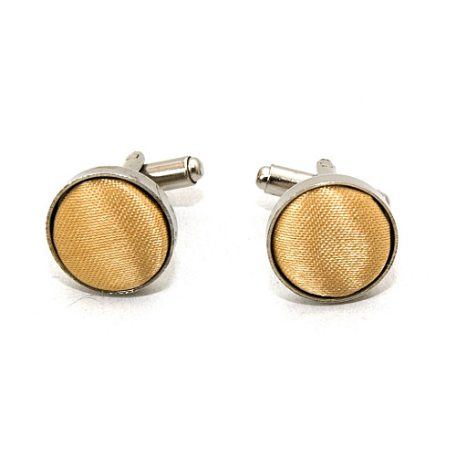 Круглі запонки Gofin бежеві однотонні ZPHS-3156