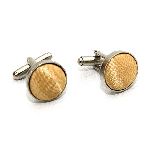 Круглі запонки Gofin бежеві однотонні ZPHS-3156