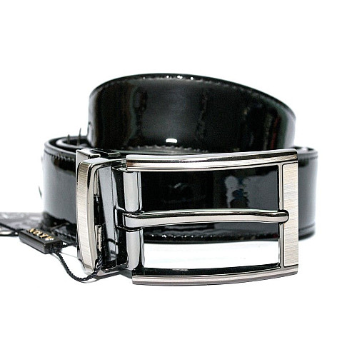 Двосторонній шкіряний чоловічий ремінь лакована шкіра-замша Z-350536 (350768)