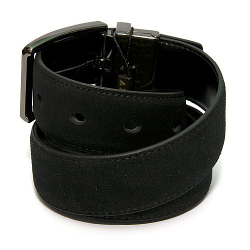 Двусторонний черный кожаный ремень (кожа-замша) Z-350855