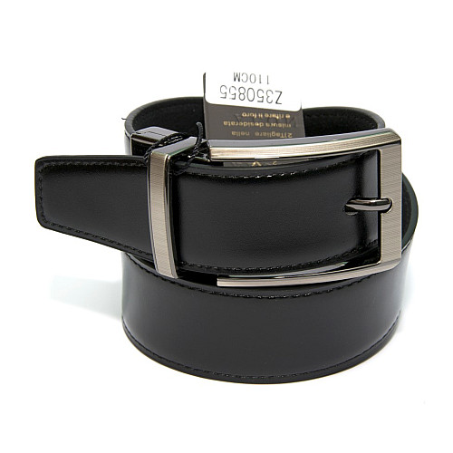 Двусторонний черный кожаный ремень (кожа-замша) Z-350855