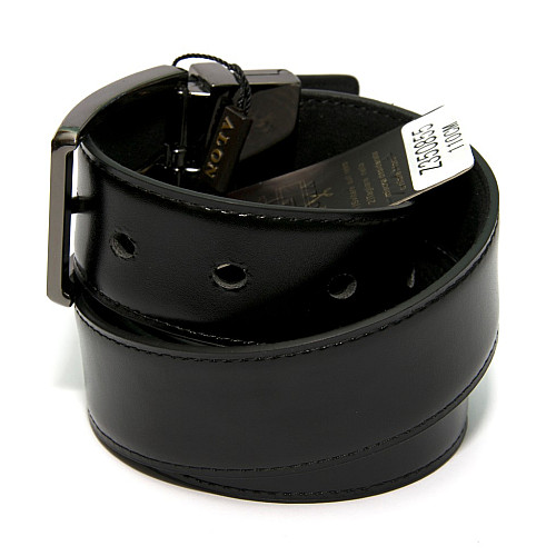 Двусторонний черный кожаный ремень (кожа-замша) Z-350855