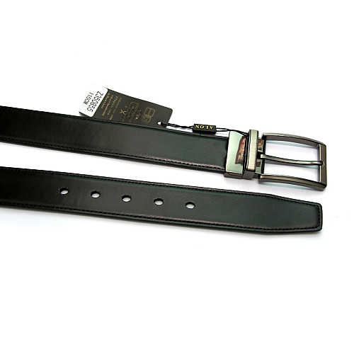 Двусторонний черный кожаный ремень (кожа-замша) Z-350855