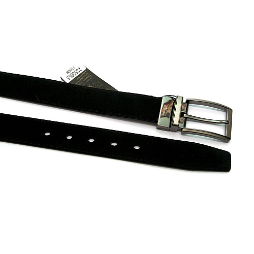 Двусторонний черный кожаный ремень (кожа-замша) Z-350855