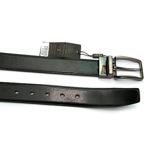 Двосторонній чорний-синій шкіряний ремінь Z-351215