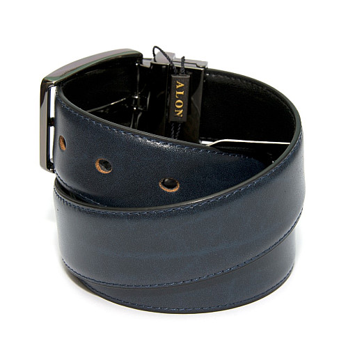 Двосторонній чорний-синій шкіряний ремінь Z-351215