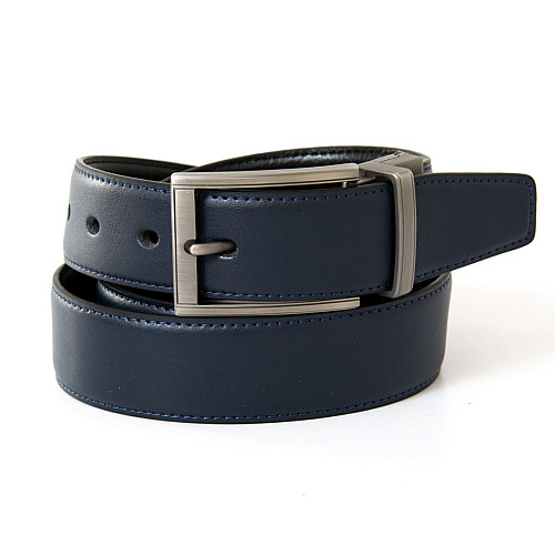 Двосторонній чоловічий чорний-синій шкіряний ремінь Z-351210-177