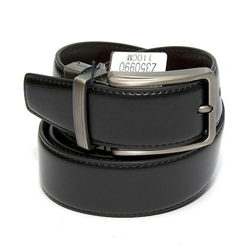 Двосторонній чорний-темно коричневий шкіряний ремінь Z-350183