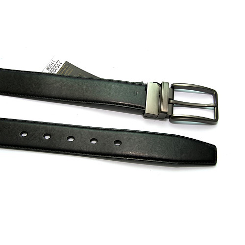 Двосторонній чорний-темно коричневий шкіряний ремінь Z-350183